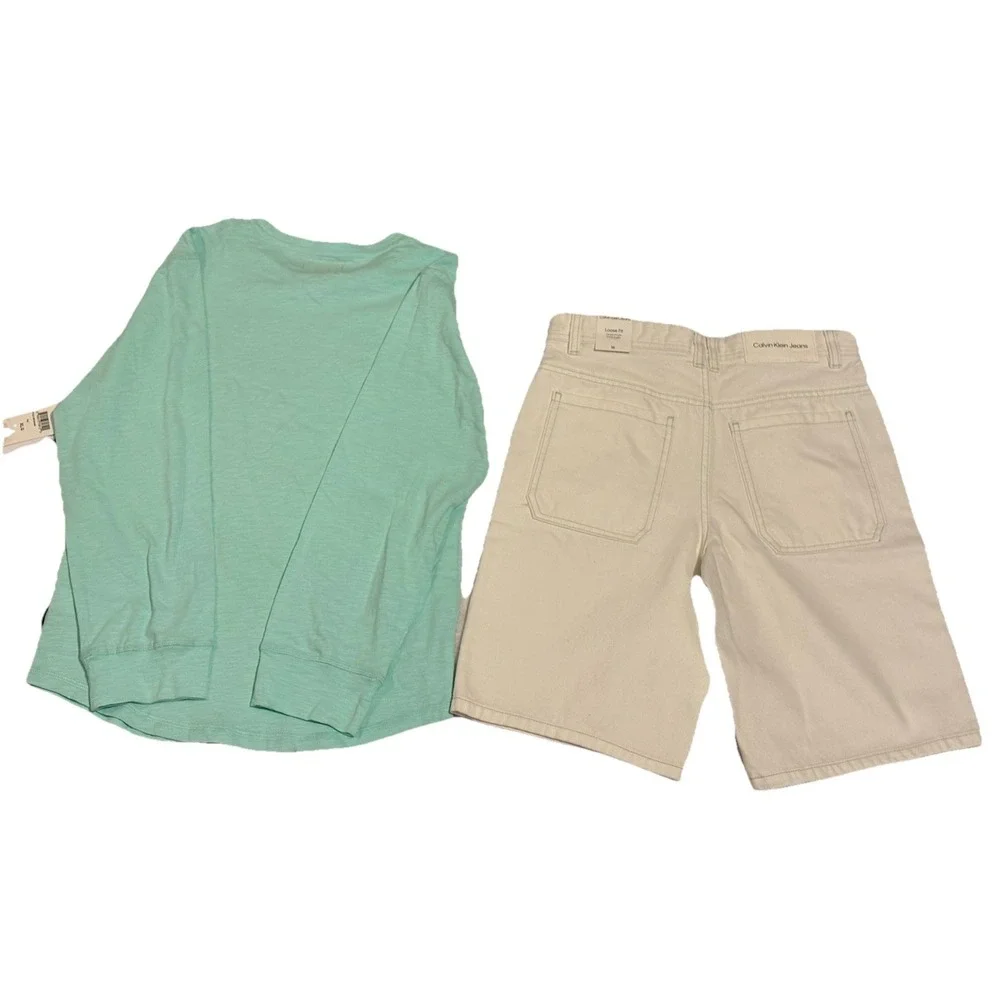 NWT Boys XL Univibe Long Sleeve Tee + Calvin Klein White Shorts Size 16‎ Outfit